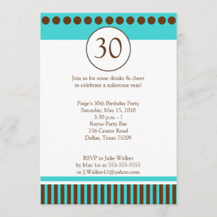 Modern Teal & Brown 5x7 Birthday Invitation
