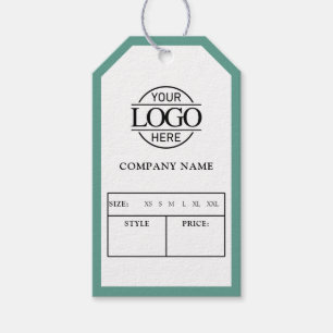 Modern Teal Business Logo Clothing Price Hang Tag