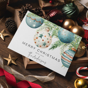 Modern Teal Christmas Bauble Invitation