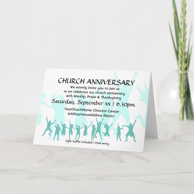 Modern Teal CHURCH ANNIVERSARY Invitation (Front)
