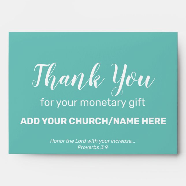 Modern Teal Church Offering Charity Donations Cash Envelope (Front)