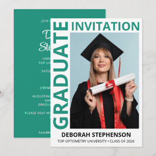 Modern TEAL Class of 2026 Photo Graduation Party Invitation
