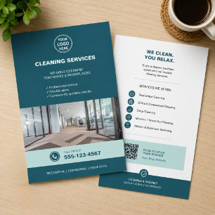 Modern Teal Cleaning Services with QR Flyer