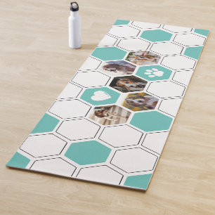 Modern Teal Cute Dog Pets Animals Photo Geometric  Yoga Mat