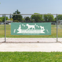 Modern Teal Dog Silhouette Dog Grooming Salon 
