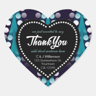 Modern Teal Dots Thank You Heart Sticker
