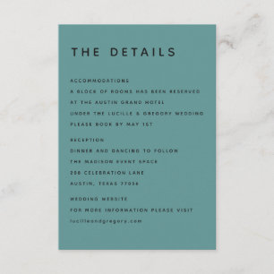 Modern Teal Editorial All Caps Enclosure Card