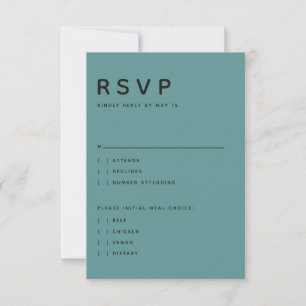 Modern Teal Editorial All Caps RSVP Card