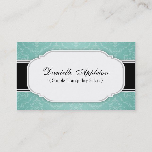 Modern Teal Elegant Damask Appointment Cards (Front)