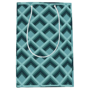 Modern Teal Geometric 3D Diamond Wrapping Paper Medium Gift Bag