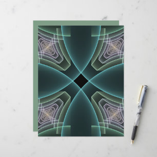 Modern Teal Geometric Fractal Art Graphic