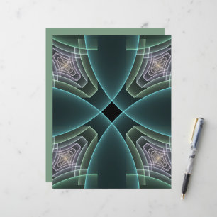 Modern Teal Geometric Fractal Art Graphic