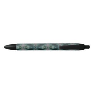 Modern Teal Geometric Fractal Art Graphic Black Ink Pen