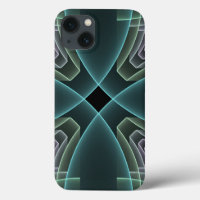 Modern Teal Geometric Fractal Art Graphic
