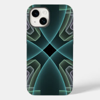 Modern Teal Geometric Fractal Art Graphic