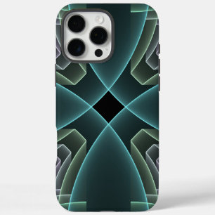 Modern Teal Geometric Fractal Art Graphic iPhone 16 Pro Max Case