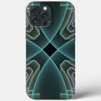 Modern Teal Geometric Fractal Art Graphic