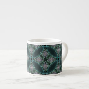 Modern Teal Geometric Fractal Art Graphic Espresso Cup