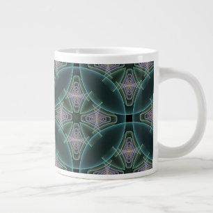 Modern Teal Geometric Fractal Art Graphic Large Coffee Mug