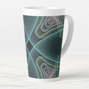 Modern Teal Geometric Fractal Art Graphic Latte Mug