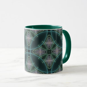 Modern Teal Geometric Fractal Art Graphic Mug