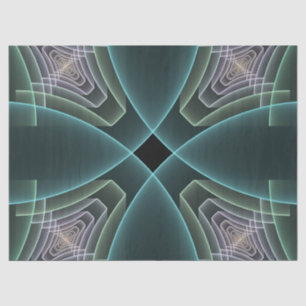 Modern Teal Geometric Fractal Art Graphic Tissue Paper