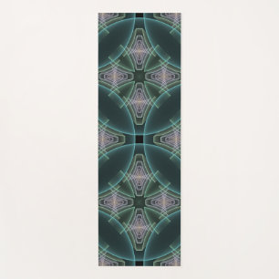 Modern Teal Geometric Fractal Art Graphic Yoga Mat