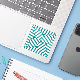 Modern Teal Geometric Line Art Abstract Pattern