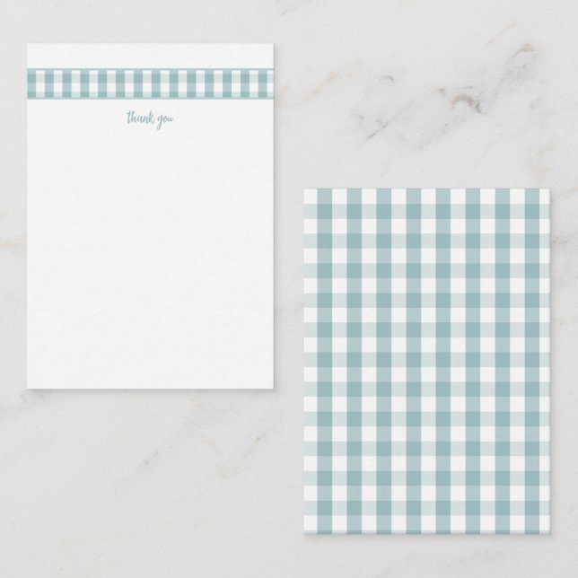 Modern teal Gingham thank you notes (Front/Back)