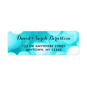 Modern Teal Glitter Lights Return Address