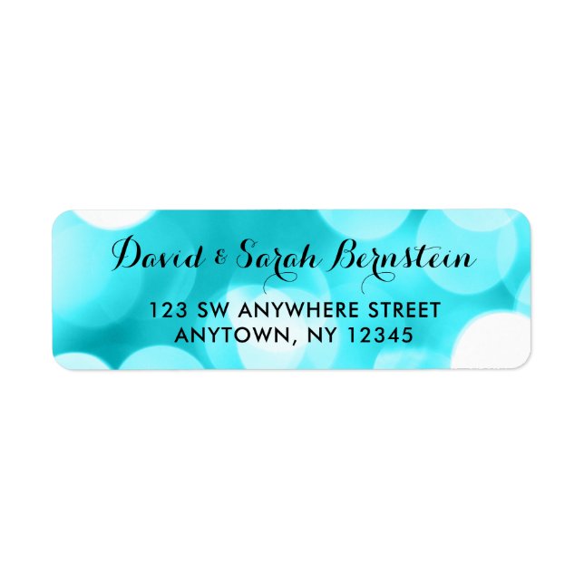 Modern Teal Glitter Lights Return Address (Front)