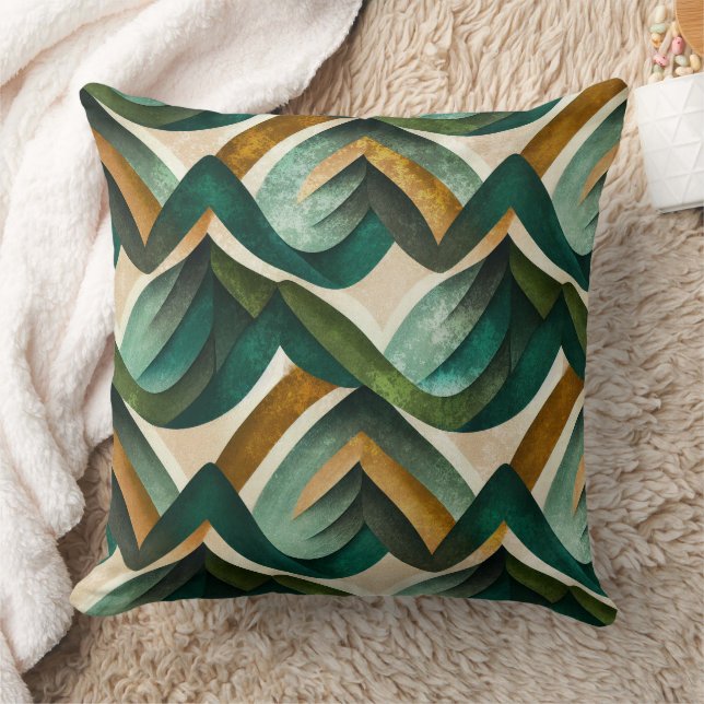 Modern Teal Gold Abstract Geometric Pattern Cushion (Blanket)