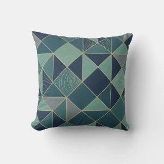 Modern Teal & Gold Geometric Mosaic Pattern Throw  Cushion