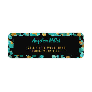 Modern Teal Gold Glitter Confetti Black Turquoise