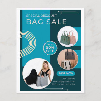 Modern Teal & Gold Handbag Sale Business Flyer