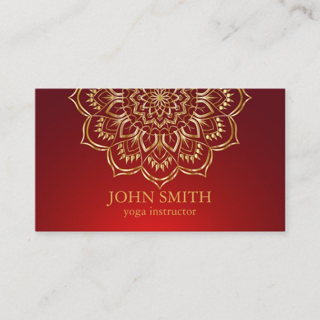 Modern Teal & Gold Mandala Yoga Instructor Busines Business Card (Front)