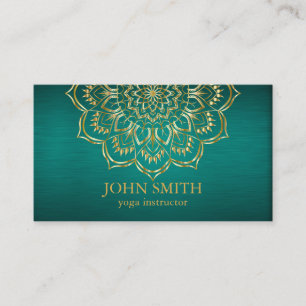 Modern Teal & Gold Mandala Yoga Instructor Business Card