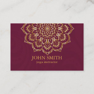 Modern Teal & Gold Mandala Yoga Instructor Business Card