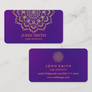 Modern Teal & Gold Mandala Yoga Instructor Business Card