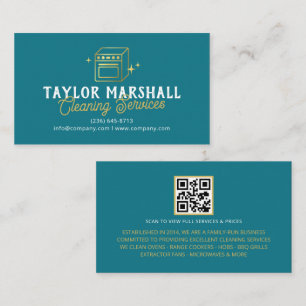Modern Teal Gold Oven Cleaning Service Business Card