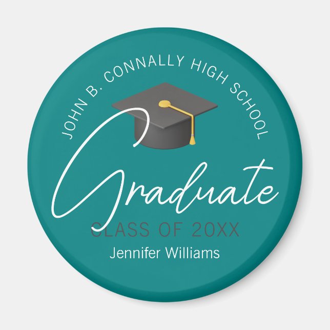 Modern Teal Graduate Custom 2025 Graduation Magnet (Front)