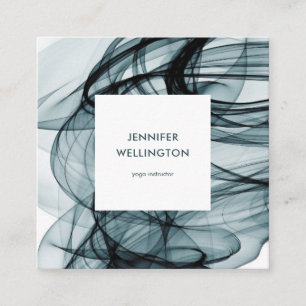 Modern Teal Green Abstract Painting Flowing Square Business Card