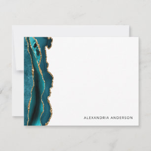 Modern Teal Green Agate Gold Glitter Marble Geode Card