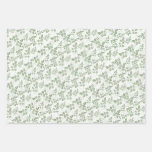 Modern Teal green Botanical leaves pattern Wrapping Paper Sheet