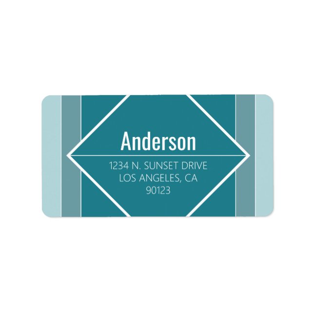Modern Teal Green Geometric Return Address  Label (Front)