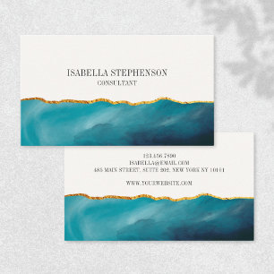 Modern Teal Green Gold Foil Minimalist Business Card