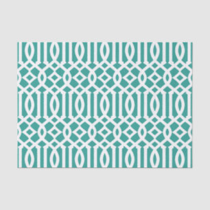 Modern Teal Green Moroccan Trellis Pattern Tissue Paper