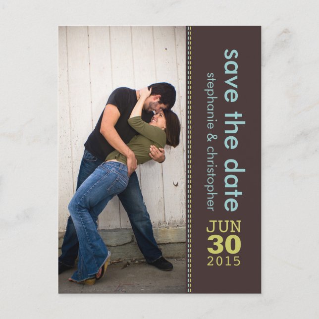 Modern Teal | Green Save the Date Photo Postcard (Front)