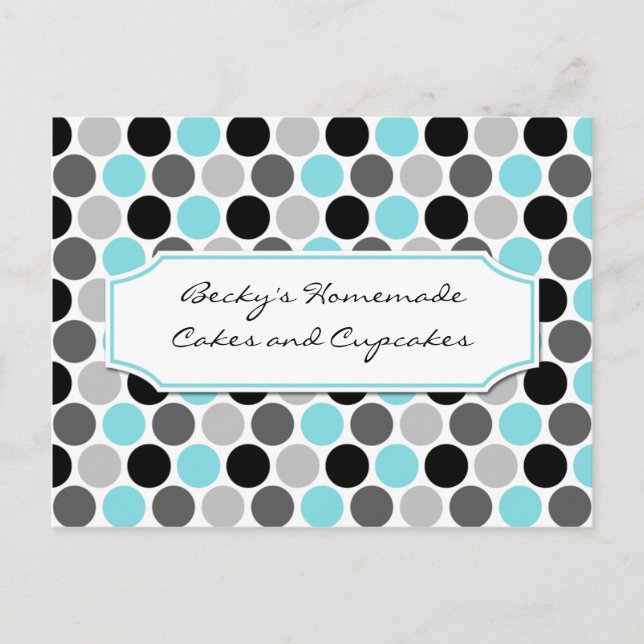 Modern Teal Grey Black Circles Recipe Cards (Front)