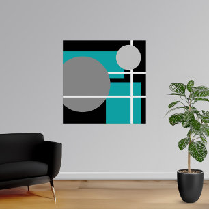 Modern Teal Grey Black White - MS0001 Canvas Poster